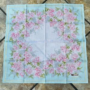 NIB Lancel Paris Feminine Floral Cotton Scarf Pocket Square Handkerchief
